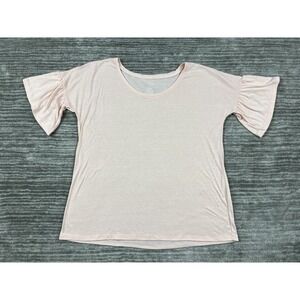 Jennifer Lauren Top Womens Large Pink‎ Short Sleeve Polyester Blend NWT